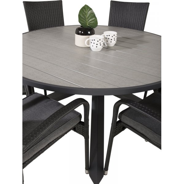 Parma utematgrupp med 6 st Anna stolar - Svart/Grå Parma utematgrupp med 6 st Anna stolar - Svart/Grå