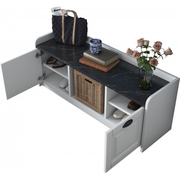 Peto skoskåp - Vit/svart marmor Peto skoskåp - Vit/svart marmor