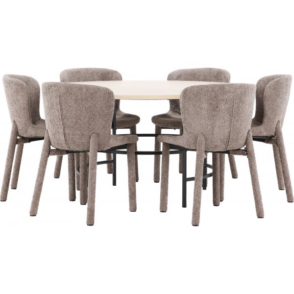 Matbord Copenhagen med 6 st Astoria stolar - Brun/svart/whitewash + 4.00 x Möbeltassar Matbord Copenhagen med 6 st Astoria stolar - Brun/svart/whitewash + 4.00 x Möbeltassar