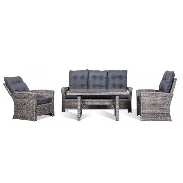 Orlando tuinmeubelgroep verstelbare fauteuils met hoge rugleuning - Grijs/beige