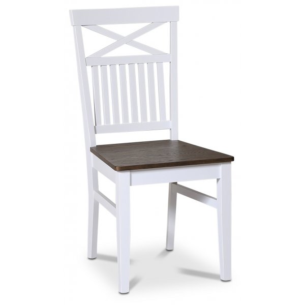groupe alimentaire Skagen; table à manger classique 140x90 cm - Chêne blanc / huilé marron avec 4 chaises Skagen (Croix dans le groupe alimentaire Skagen; table à manger classique 140x90 cm - Chêne blanc / huilé marron avec 4 chaises Skagen (Croix dans le