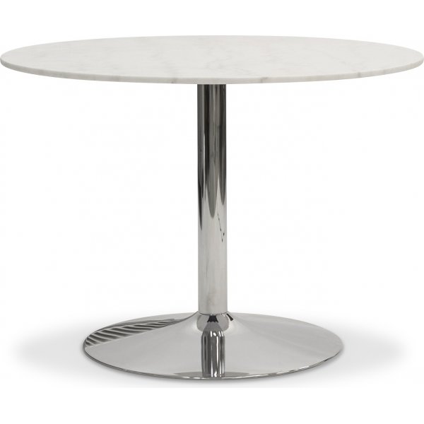 Plaza runt matbord 106 cm - Vit marmor / krom