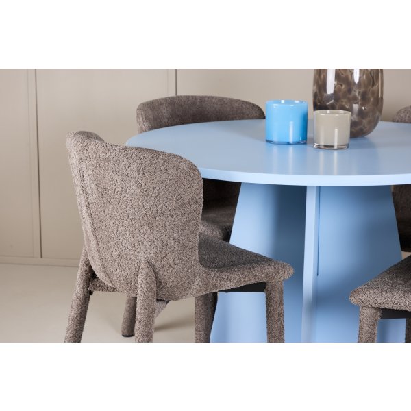 Matbord Bootcut med 4 st Astoria stolar - Brun/blå + 3.00 x Möbeltassar Matbord Bootcut med 4 st Astoria stolar - Brun/blå + 3.00 x Möbeltassar