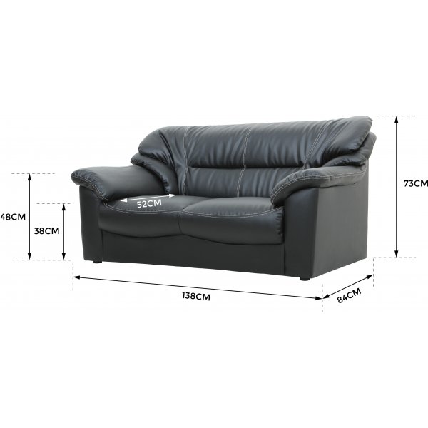 Soffa 2-sits svart konstlder - Dominic + Flckborttagare fr mbler