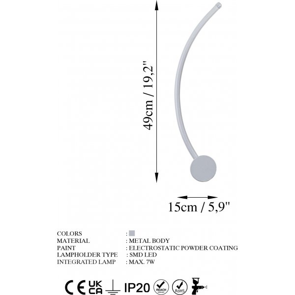 Wolf wandlamp 2 - Grijs