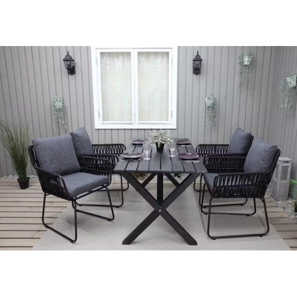 Mikado utef�t�lj med rep och gr�a dynor