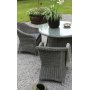 Buiten dineren groep in Jacksonville; Ronde tafel 110 cm incl. 4 Mercury fauteuils grijs kunststof rotan
