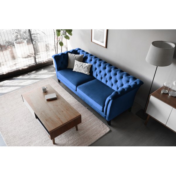 Bank 3-zits Chesterfield Blauw - Milton + Vlekverwijderaar voor meubels