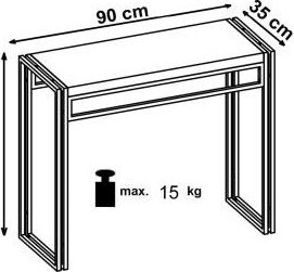 Console Dorine 90 x 35 cm - Chêne/noir Console Dorine 90 x 35 cm - Chêne/noir