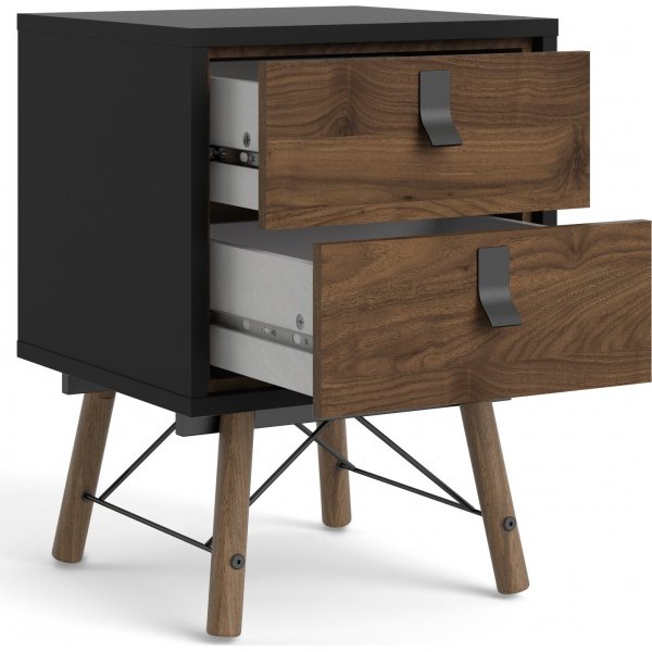 Ry sängbord - Svart/valnöt Ry sängbord - Svart/valnöt