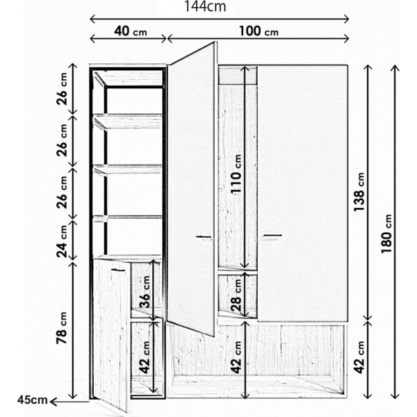 Armoire Limbo 602 - Anthracite/chêne Armoire Limbo 602 - Anthracite/chêne