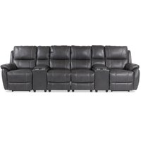 Enjoy Hollywood Biosoffa - 4-sits recliner (el) i grått konstskinn Enjoy Hollywood Biosoffa - 4-sits recliner (el) i grått konstskinn