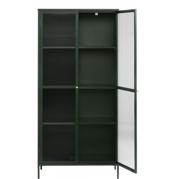Meuble métal Dobb vert foncé avec portes vitrées H190 cm Meuble métal Dobb vert foncé avec portes vitrées H190 cm