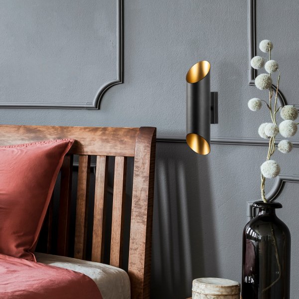 Geslepen wandlamp 11810 - Zwart/goud