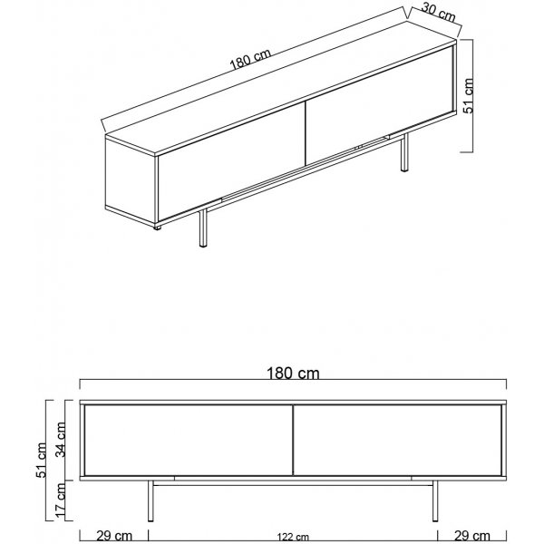 Meuble TV Force - Noir/blanc/argent Meuble TV Force - Noir/blanc/argent