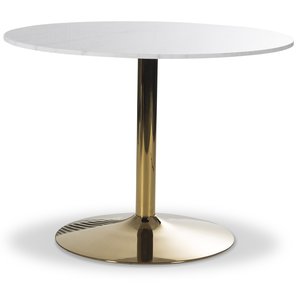 Table  manger ronde Plaza 106 cm - Marbre blanc / Laiton