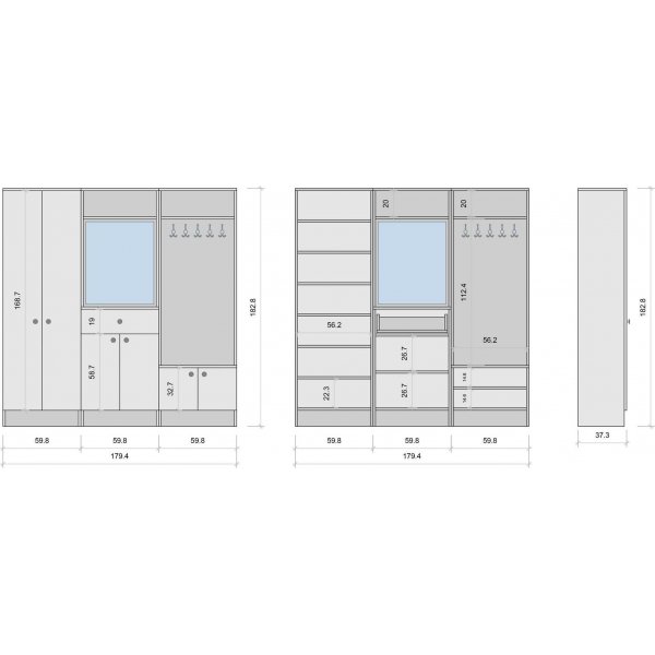 Mendy hallmöbel 180 cm - Vit Mendy hallmöbel 180 cm - Vit