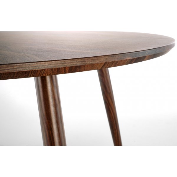 Table à manger en noyer de 110 cm de diamètre avec détails dorés Table à manger en noyer de 110 cm de diamètre avec détails dorés