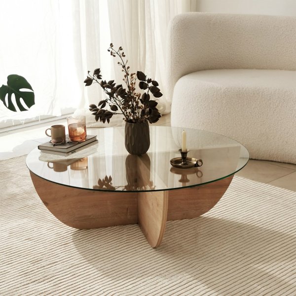 Table basse Lily Ø90 cm - Chêne saphir Table basse Lily Ø90 cm - Chêne saphir