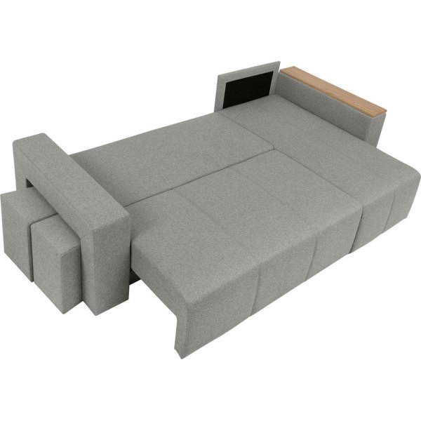 Canapé-lit Denvo divan avec poufs - Gris Canapé-lit Denvo divan avec poufs - Gris
