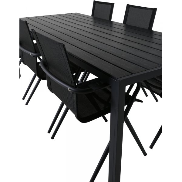 Break utematgrupp med 6 st Alina stolar - Svart Break utematgrupp med 6 st Alina stolar - Svart