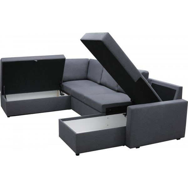 Bäddsoffa U-form mörkgrå - Dream Bäddsoffa U-form mörkgrå - Dream