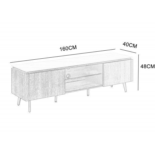 Salvador tv-bänk med förvaring 160 cm lång - Marmor / mörkbrun Salvador tv-bänk med förvaring 160 cm lång - Marmor / mörkbrun