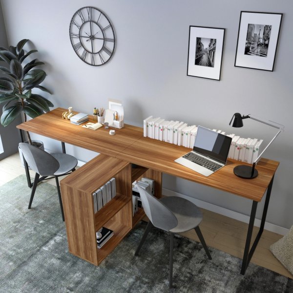 Bureau Lyndon 240x60 cm - Noyer