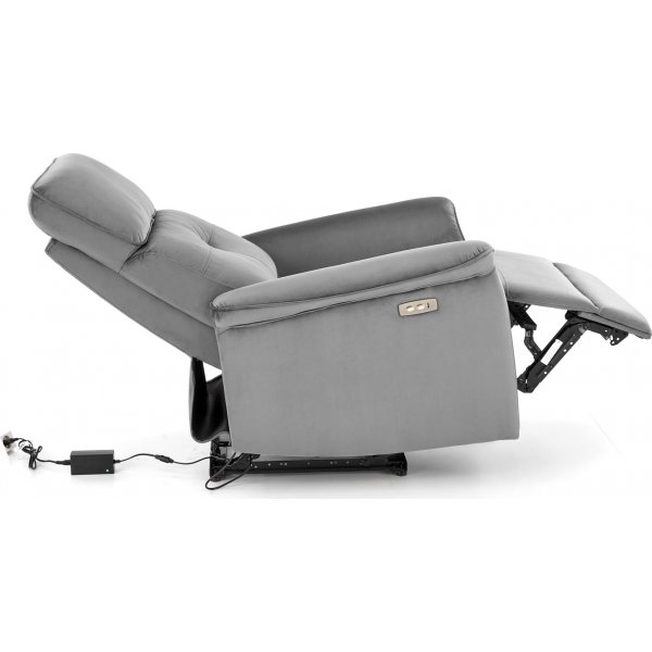 Fauteuil inclinable électrique Semir avec USB - velours gris Fauteuil inclinable électrique Semir avec USB - velours gris