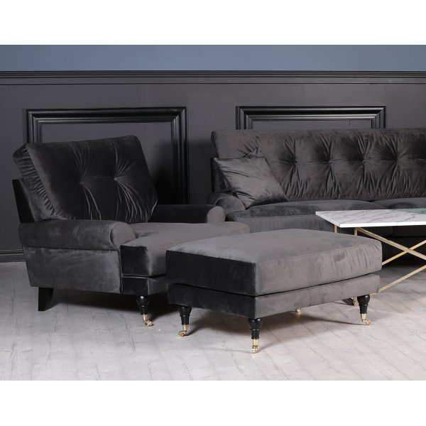 Adena Fotpall i m�rkgr� Sammet