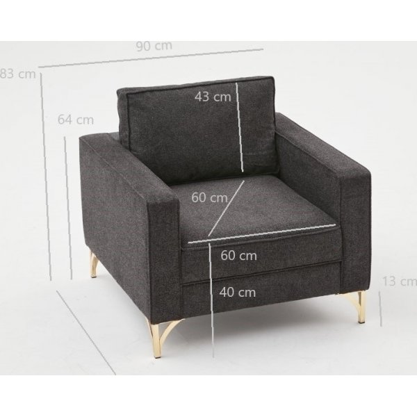 Berlin fåtölj - Antracit/guld Berlin fåtölj - Antracit/guld