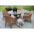 Groupe de salle  manger Mercury : Table ronde Scottsdale comprenant 4 fauteuils Valetta en rotin artificiel de couleur naturell