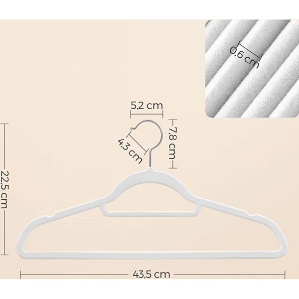 Klädgalge, sammet, 43,5 cm, 20-pack - Vit Klädgalge, sammet, 43,5 cm, 20-pack - Vit