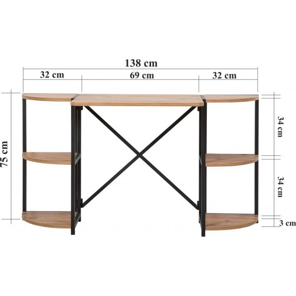 Mayra skrivbord 138 x 34 cm - Furu/svart