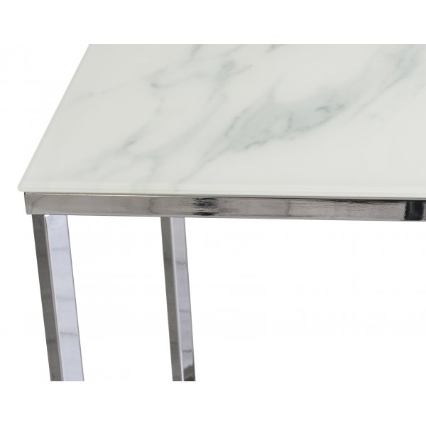 Palasso soffbord 110 cm - Krom / Ljus marmorering + M�beltassar