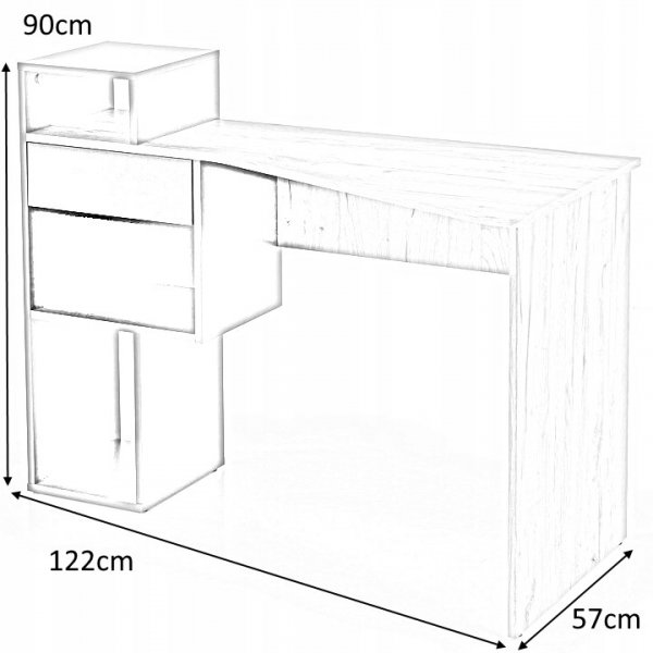 Bureau Spurs 122x57 cm - Chne/blanc