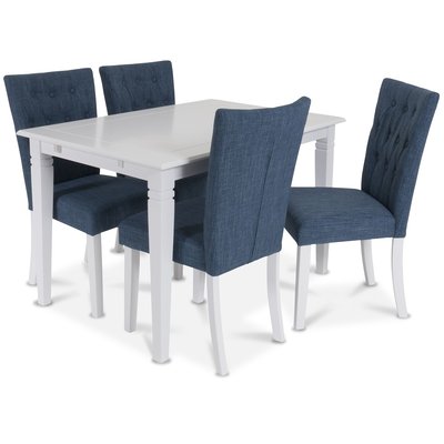 Sandhamn matgrupp 120 cm bord med 4 Crocket stolar i Bltt tyg