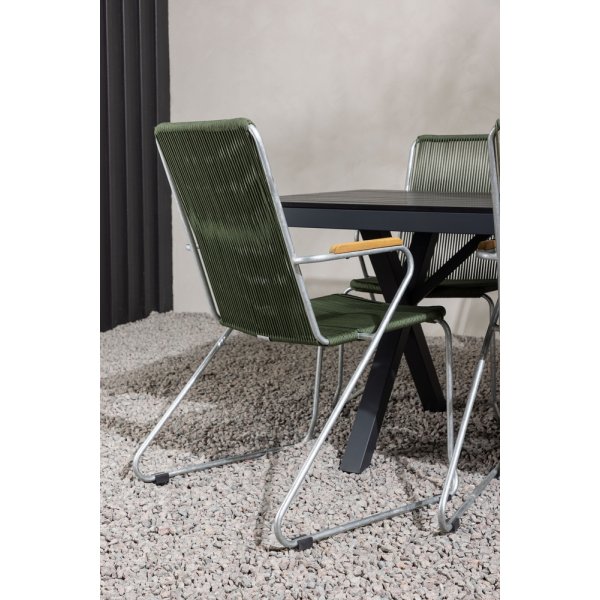 Garcia utematgrupp med 6 st Bois stolar - Svart/Grön Garcia utematgrupp med 6 st Bois stolar - Svart/Grön