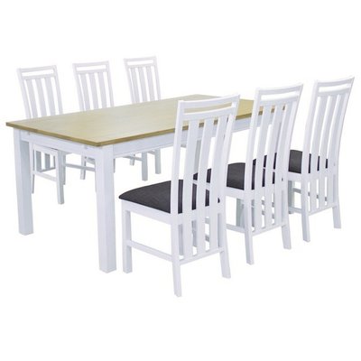 Skagen matgrupp - Bord inklusive 6 st stolar - Vit/Ek