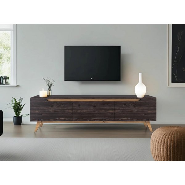 Duno TV-bnk - Svart/valnt