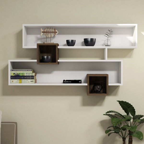 Karen wandplank - Walnoot/wit