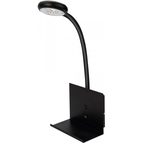 Zet bedlampje met USB-oplader - Zwart