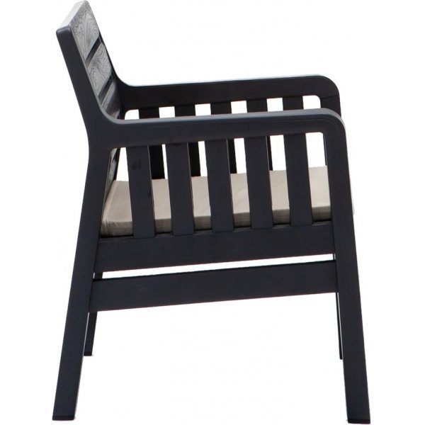 Groupe salon Lara avec canapé 3 places, 2 fauteuils et table - Anthracite Groupe salon Lara avec canapé 3 places, 2 fauteuils et table - Anthracite