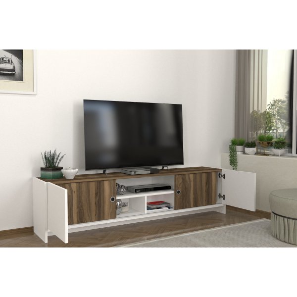 Bonnel TV-bänk - Vit/valnöt Bonnel TV-bänk - Vit/valnöt