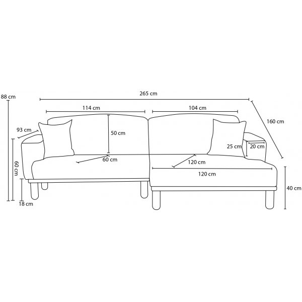 Reims divansoffa hger - Brun
