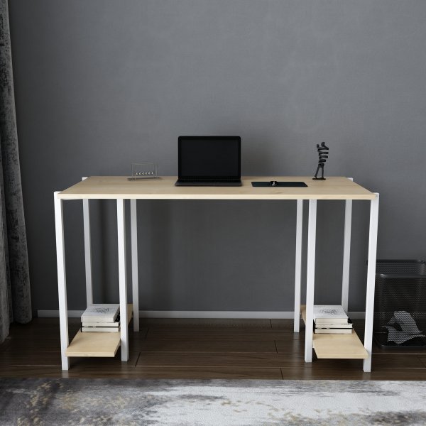 Academy skrivbord 125,2 x 60 cm - Vit/ek