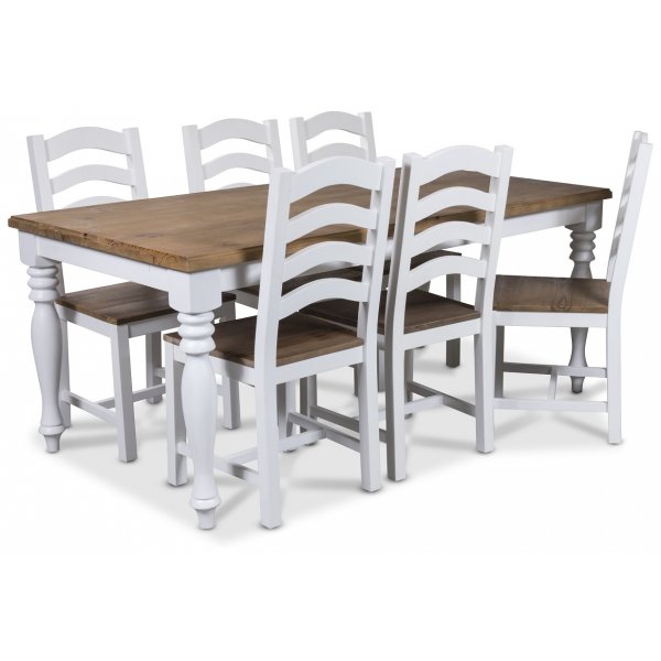 Wallice matstol - Vit/Brunbets Wallice matstol - Vit/Brunbets