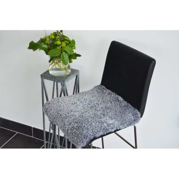 Coussin de chaise Curly peau de mouton Gris argent Coussin de chaise Curly peau de mouton Gris argent