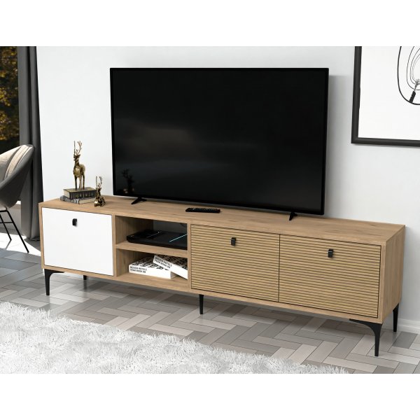 Meuble TV Vision - Blanc/chêne Meuble TV Vision - Blanc/chêne