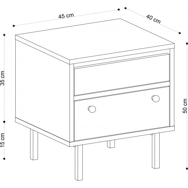 Chevet Pedro - Chêne/noir Chevet Pedro - Chêne/noir